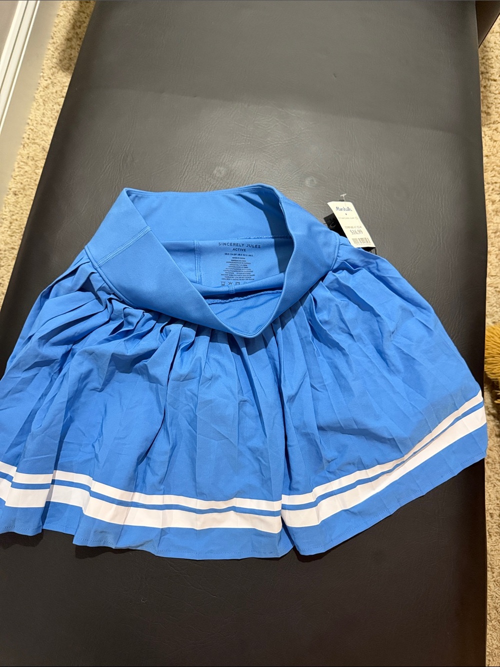 Sincerly Jules Bright Blue Skater Tennis Skirt with White Stripes